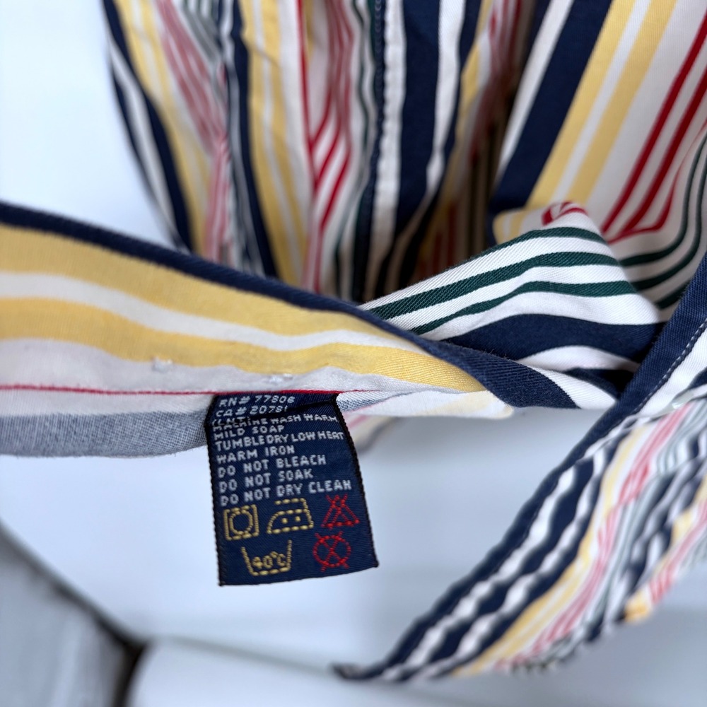 Vintage 90s Tommy Hilfiger Striped Button Up Shirt XL Colorful Multicolor Mens - Picture 7 of 7